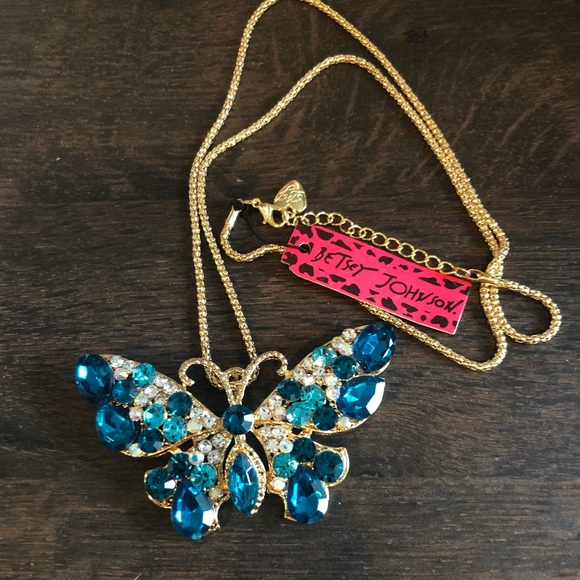 SALE Turquoise Rhinestone Betsy Johnson butterfly - Picture 3 of 4